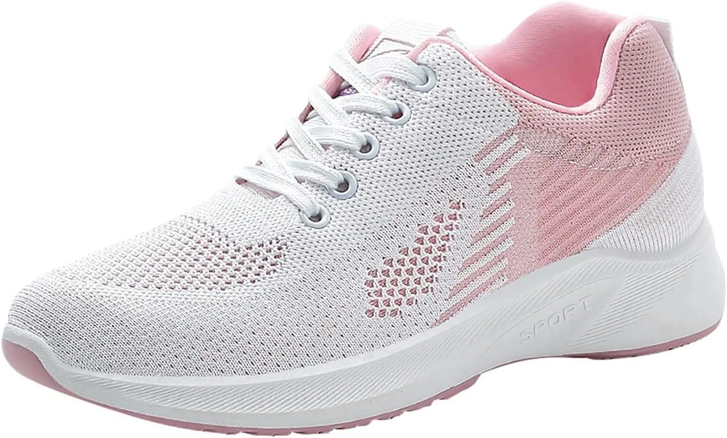 Workout Shoes for Women Lace Up Thick Sole Solid Color Walking Sneakers Lightweight Breathable Casual Running Sneakers