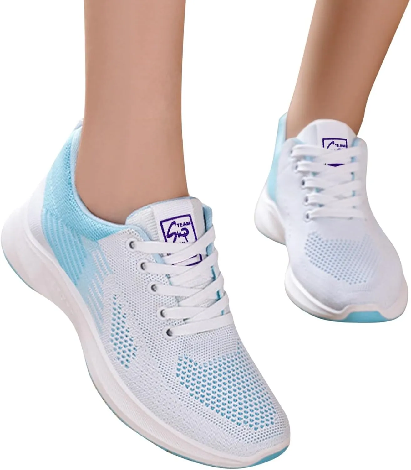 Workout Shoes for Women Lace Up Thick Sole Solid Color Walking Sneakers Lightweight Breathable Casual Running Sneakers